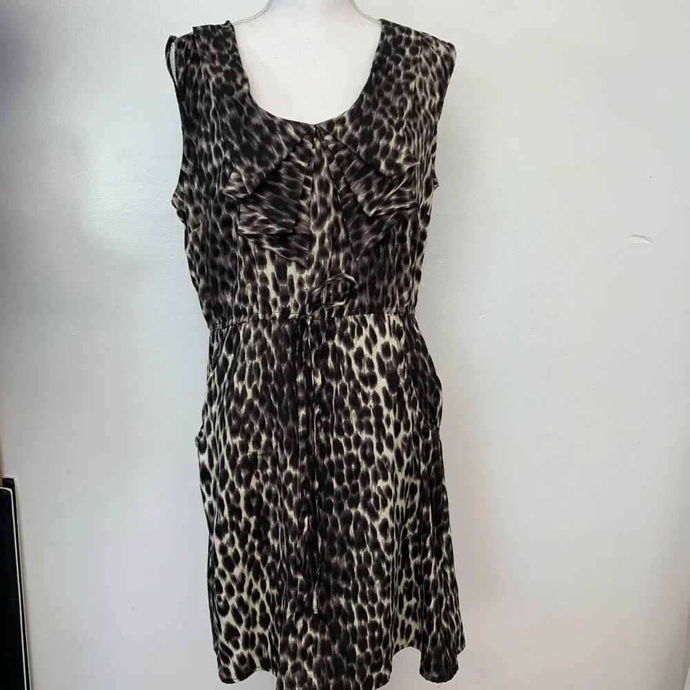 Speed Control Dress Medium Animal Print Pockets Ruffles Short Light Sheath m78